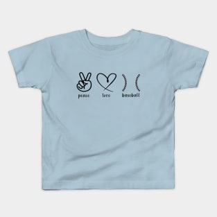 Peace Love and Baseball Kids T-Shirt